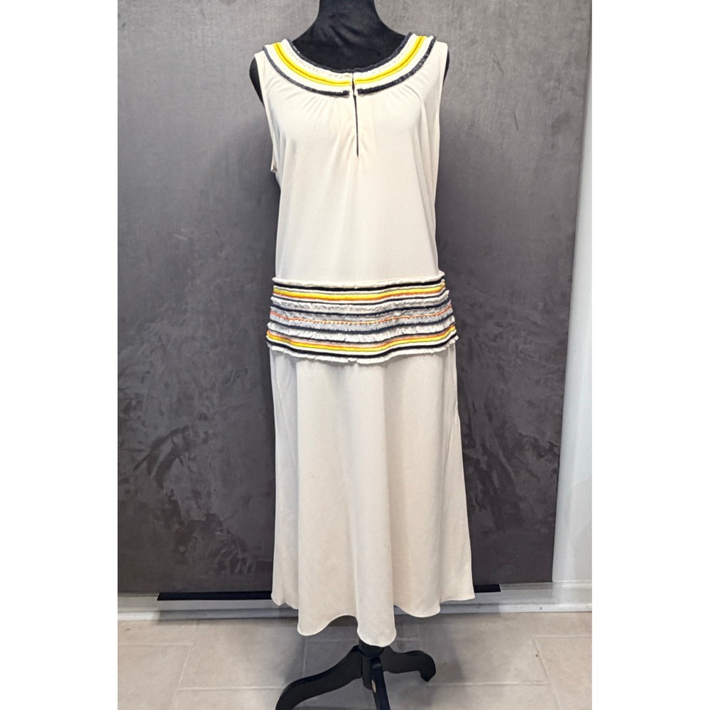 Tory Burch Dress Womens Cream Jersey Beaded Daria Sleeveless Resortwear Eclectic